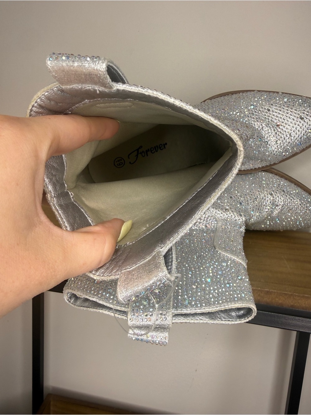 Forever 21 Sparkling Silver Rhinestone Western Ankle Boots - Picture 6 of 8